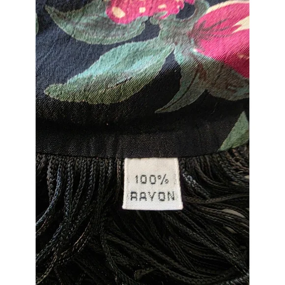 Women's Unbranded Floral Rayon Scarf One Size Black Red - Picture 6 of 6